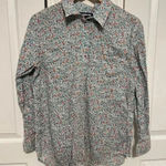 Lands' End Lands’ End Women’s Floral Cotton/Linen Blend Half Button Down Long Sleeve Size M Photo 0