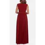 Betsy and Adam  Tie Belt V-Neck‎ Gown Women's 6 Burgundy Sleeveless Formal NWT Photo 1