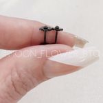 Tiny Black Retro Flower Flat Back Earrings Photo 2