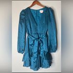 Showpo Teal Satin Dress Size 6 Blue Photo 4