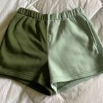 Ci Sono Two Toned Green Fleece Shorts Photo 0