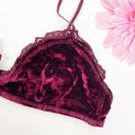 Free People Intimately Beautiful Dreamer Velvet Lace Bra Bralette: Wine Burgundy Photo 5