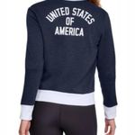 Under Armour Team USA Bomber Jacket Zip Sweatshirt Patriotic Navy Size S NEW Photo 2