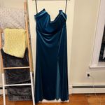 After Six OFF-THE-SHOULDER FLOUNCE SLEEVE VELVET MAXI DRESS IN DUTCH BLUE NEW Photo 2