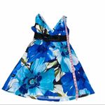 Corey P. Sleeveless Floral Tropical Print Mini Dress Belt Mini‎ Dress Blue 10 Blue Photo 14