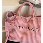 Corduroy Tote Bag Oversized Shoulder Bag With Straps BLACK Photo 2
