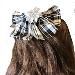 Bow Hair Barrette Watch Plaid Black White Hair Accessory Photo 13