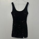 Mable Black Sequin Mini Dress Sleeveless Sheath Women’s M Medium Photo 3