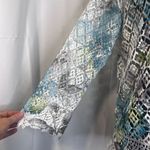 Alfred Dunner White Blue Crochet Long Sleeve Open Front Collared Top Size PS Photo 7