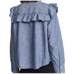 Madewell Womens Chambray Ruffle Yoke Button Up Top Photo 1