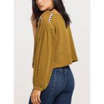 Free People  Hand Me Down Moss Embroidered Collar Top M/L Photo 11