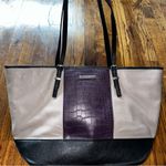 Nine West Taupe Purple Snake Print Shoulder Tote Bag Photo 2