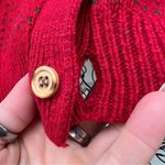 Woolrich Woman red and green knit button front cardigan sweater Vintage Photo 1