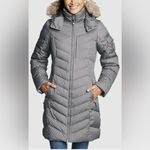 Eddie Bauer Down Filled Parka Detachable Fur Hood Quilted Winter Small *Read Photo 11