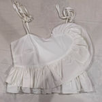 Women White one shoulder ruffle top size medium WORN ONCE Photo 0