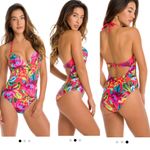 KikiRio Juno Halter One Piece in Coral Tropic Size Medium Red Photo 6