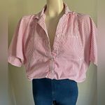 Vintage 70s Red Striped Button Down Shirt Dolman Sleeve Boxy Fit Blouse Size M Photo 11