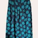 Bar III Women’s Black/Torquois long floral maxi skirt size 8 high slit Photo 0