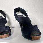 Luna Pedro Garcia  Navy Suede Cut Out Peep Toe Platform Heels Size 39 / 8.5 Photo 8
