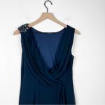 Tadashi Shoji Full Length Embellished Shoulder Open Back Gown Dress in Navy Photo 5