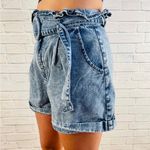 Jealous Tomato High Waisted Mineral Wash Belted Paperbag Denim Shorts Small Photo 4