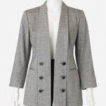 Vintage J Gallery Blazer Womens 7 8‎ Gray Herringbone Padded Shoulder Power Suit Size 8P Photo 0