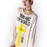 Unif VHTF: new ♱ You Are My World FTW Sweater ♱ Cozy Intarsia Knit ♱ Ivory Pink Photo 14