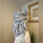 Gap Blue And White Chunky Knit Scarf With Fringe Tassels NWT Photo 5