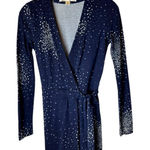 Diane Von Furstenberg Romper Women 2 Navy Blue White Silk Polka Dot V Neck Wrap Photo 0