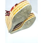 Gucci  Red White Canvas Leather Cork Wedge Summer Ankle Strap Platform Sandals 40 Photo 7