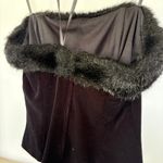 Tadashi Shoji Tadashi Vintage Black Velvet Strapless Top Faux Fur Trim Winter Formal Size 4 Photo 4