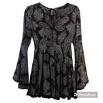 Urban Outfitters UO Ecote Sascha Bell Sleeve Paisley Red Dress Size Small Photo 2