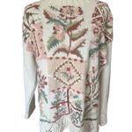 Vintage Cottagecore Patchwork Knit Sweater Large White Photo 0