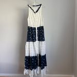 Tigerlily Hanini Maxi Dress polkadot cottagcore 4 White Blue Ruffle Tiered Photo 1