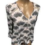 Chelsea 28 Pink Long Sleeves Lace Inserts Tropical Pattern VNeck Blouse Medium Photo 1