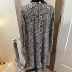 Old Navy Long Sleeve Stretchy Midi Dress Leopard Animal Print Black White L Photo 4