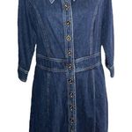 Zapelle Denim Button Down Flare Dress Blue Size L Photo 0