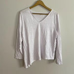 Garnet Hill  White Linen Asymmetrical Hem Top Photo 5