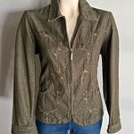 Krazy Kat VINTAGE fall floral embroidered metallic zip denim jacket retro cottagecore 90’s Photo 0