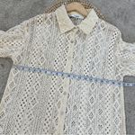 Anthropologie  La Maise Studio Lace Crochet Button Down Shirt Top in Beige S Photo 11