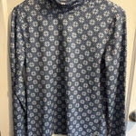 Free Country  Womens Long Sleeve Mock Neck Top Blue Floral Pattern Large Photo 0