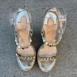 Christian Louboutin  Cataclou 140 nappa silk wedges in Sahara light gold size 36 Photo 10