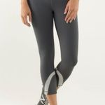 Lululemon Run Inspire Crop II Gray Stripe Capri Leggings Zipped Pocket Athletic Photo 1