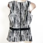 Catherine Malandrino  Peplum Jacquard Faux Leather Accent Sleeveless Top Zipper 8 Photo 3