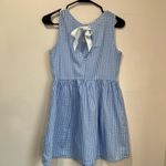 Lauren James  Bow Back Gingham Dress Blue Sleeveless Sundress XS Cottagecore Photo 2