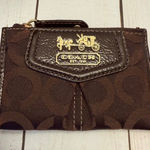 Coach  Brown Signature Canvas Mini Skinny ID Case Wallet with Keychain 4.5x3" NWT Photo 0