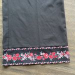 NEW YORK & COMPANY Wide Leg Pant Womens Sz Medium Black Floral Trim Elastic Back Photo 2