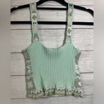 American Eagle  Womens Croceht Lined Cropped Tank Green SIze‎ XS Petite Boho Photo 2