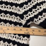 Mango  Crochet Knit Sweater Size Large Short Sleeve Polo Black Cream Photo 7
