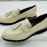 Franco Sarto Carolynn Womens Sz 8.5 Lug Sole Tassel Patent Leather Loafers Ivory Photo 7